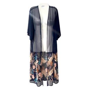 Haute Project Los Angeles Crane Bird Dark Blue Duster Cardigan Large Kim…